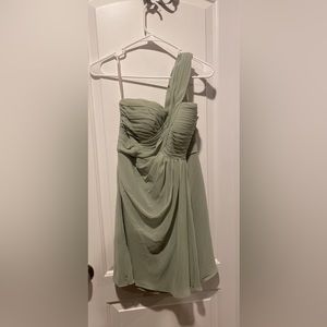 Bill Levkoff Sage Green Off Shoulder Bridesmaid Dress Size 4